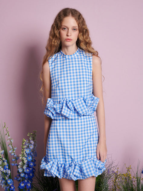 【美品】sister janeギンガムチェック フリル　クロップド　タンク Lavender Gingham Cropped トップス – Sister Jane (Japan)