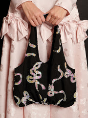 Ripple Bow Embellished Bag Coal Black / Z