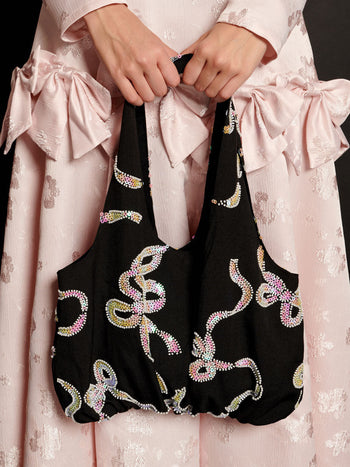 Ripple Bow Embellished Bag Coal Black / Z