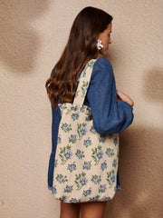 Cyrus Tapestry Tote Bag Cream, Indigo Blue / Z