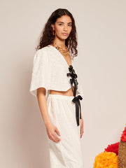 Blanca Broderie Anglaise Top Pearled White / Z