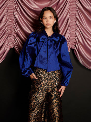 Marylin Taffeta Bow Blouse Royal Blue / Z