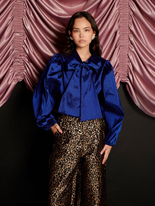 Marylin Taffeta Bow Blouse Royal Blue / Z