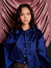 Marylin Taffeta Bow Blouse Royal Blue / Z