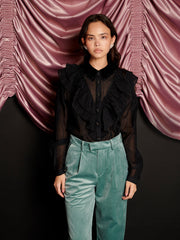 Kelly Ruffle Blouse Coal Black / Z