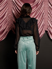 Kelly Ruffle Blouse Coal Black / Z