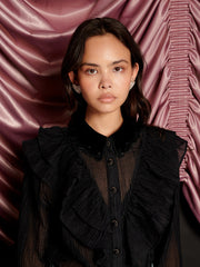 Kelly Ruffle Blouse Coal Black / Z