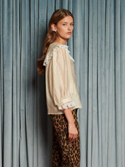Silken Collar Blouse Cream Ivory / Z
