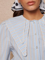 Dawn Stripe Double Collar Shirt Light Blue / Z
