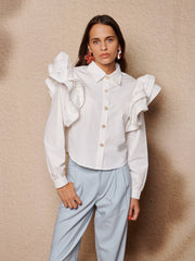 Afterglow Ruffle Blouse Pearled White / Z