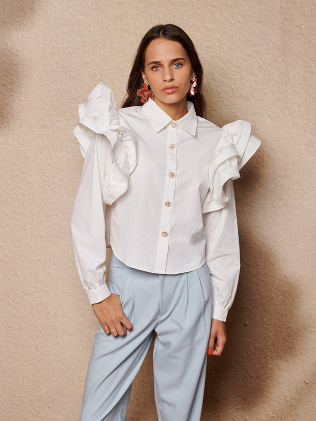 Afterglow Ruffle Blouse Pearled White / Z