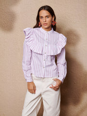 Solene Stripe Ruffle Blouse Baby Pink / Z