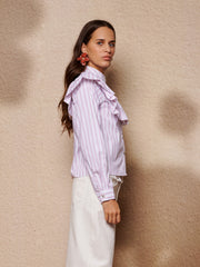 Solene Stripe Ruffle Blouse Baby Pink / Z
