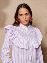 Solene Stripe Ruffle Blouse Baby Pink / Z