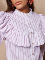 Solene Stripe Ruffle Blouse Baby Pink / Z