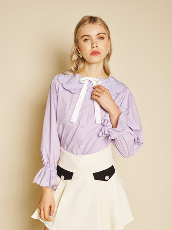 Dahlia Embroidered Blouse Pastel Lilac / Z