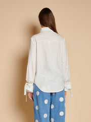 Siljan Bow Blouse Pearled White / Z