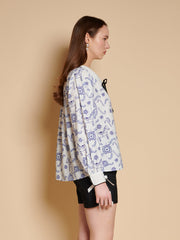 Dala Print Blouse Colbalt & White / Z