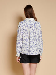 Dala Print Blouse Colbalt & White / Z