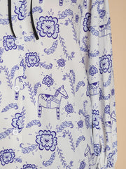Dala Print Blouse Colbalt & White / Z