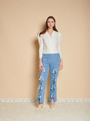Ebba Trim Blouse Ivory Cream / Z