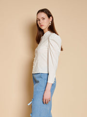 Ebba Trim Blouse Ivory Cream / Z
