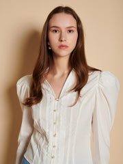 Ebba Trim Blouse Ivory Cream / Z