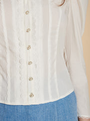 Ebba Trim Blouse Ivory Cream / Z