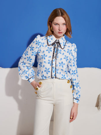 Siro Print Blouse White / Z