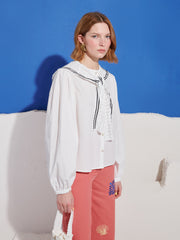 Cleo Collar Tie Blouse White / Z