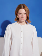 Cleo Collar Tie Blouse White / Z