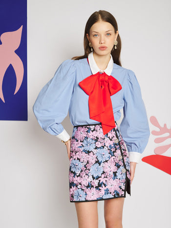 Ciel Bow Blouse Cornflower Blue / Z