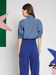 Celeste Check Blouse Grey Blue / Z