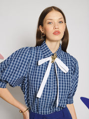 Celeste Check Blouse Grey Blue / Z