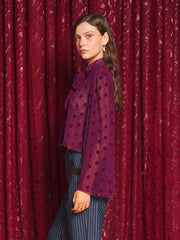 Destiny Spot Bow Blouse Burgundy Red / Z