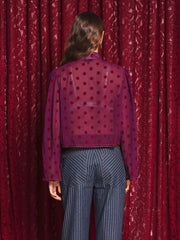 Destiny Spot Bow Blouse Burgundy Red / Z