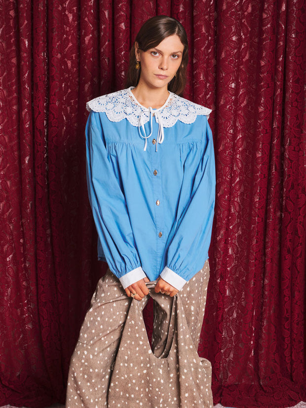 Azurite Collar Blouse School Blue / Z