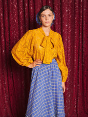 Aura Lace Bow Blouse Mustard Yellow / Z