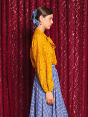 Aura Lace Bow Blouse Mustard Yellow / Z