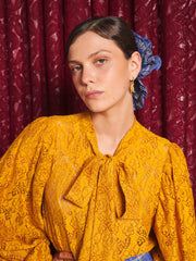 Aura Lace Bow Blouse Mustard Yellow / Z