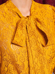 Aura Lace Bow Blouse Mustard Yellow / Z