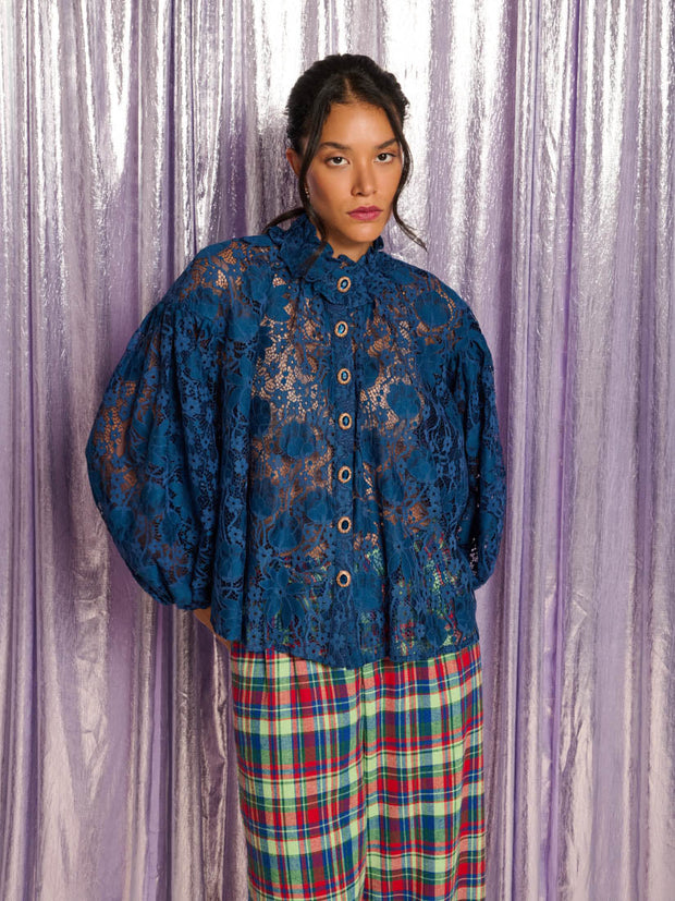 Veronica Lace Blouse Royal Blue / Z