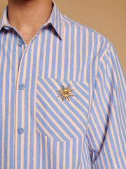 Verano Boxy Striped Shirt Orange, Blue / Z