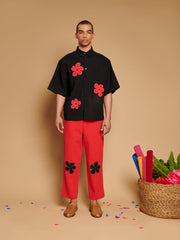 Camelia Applique Boxy Shirt Coal Black / Z