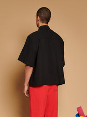 Camelia Applique Boxy Shirt Coal Black / Z