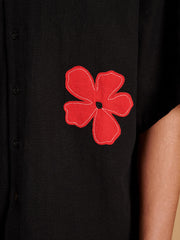 Camelia Applique Boxy Shirt Coal Black / Z