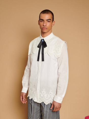 Mariana Caped Shirt Pearled White / Z