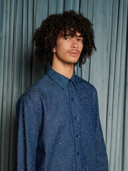Daze Embellished Denim Shirt Indigo Blue / Z