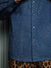 Daze Embellished Denim Shirt Indigo Blue / Z
