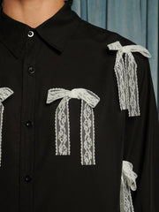 Gibson Lace Bow Shirt Coal Black / Z
